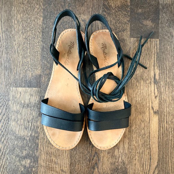Madewell Boardwalk Ankle Tie Sandal in Black (lightly worn) - Picture 10 of 11